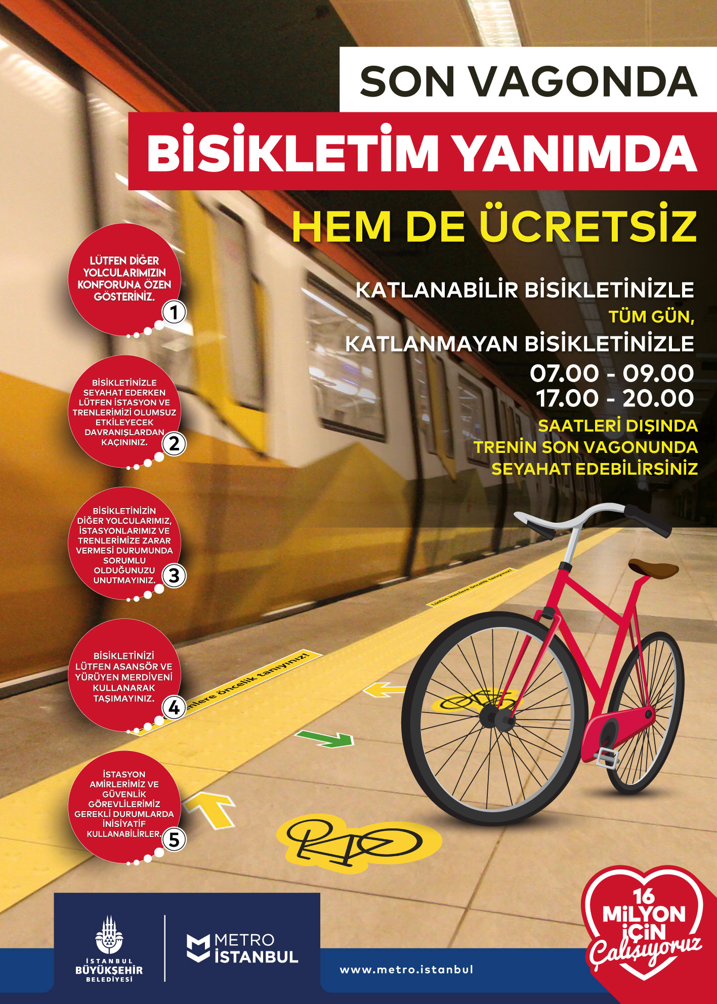 Metro İstanbul'da Bisikletlilere Özel Vagon