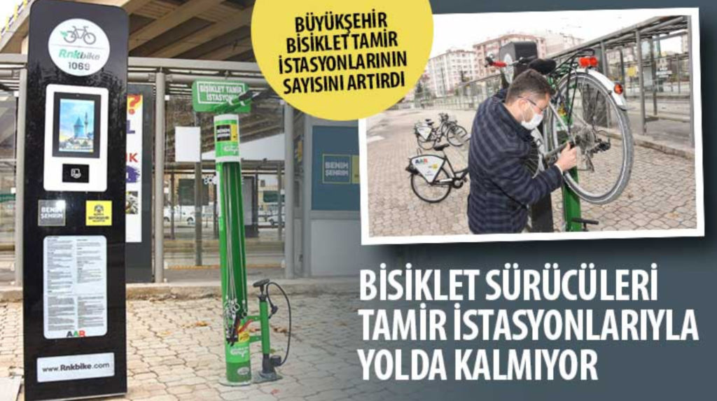 Konya Büyükşehir Bisiklet Tamir İstasyonlarının Sayısını Artırdı